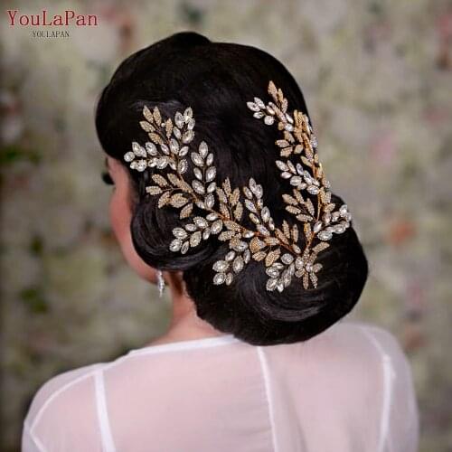 YouLaPan HP396 Bridal Hair Tiara Handmade Bridal Vine Hair Piece Silver Golden Headdress Woman Wedding Headpiece Accessories