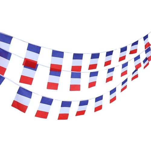 10m French Flag String Bunting Banner Garland Outdoor Garden Decor Pack of 30Pcs