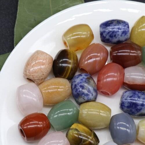 2pcs Natural Stone Crystal Tiger Eye Aventurine 16*18mm Bucket-shape Loose Beads Big Hole for Jewelry Making DIY Necklace Parts