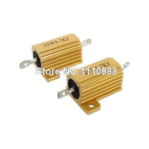 2 Pcs Aluminum Case Wirewound Resistors 25W 4.7K Ohm 5