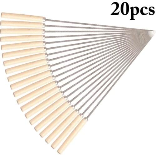 20Pcs/Set Barbecue Skewer Wooden Handle Stainless Steel Kabob Skewer BBQ Stick BBQ Tools Accessories