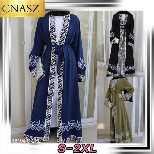 2020 New Muslim Abaya Middle East Islamic Dubai stitching Lace Embroidered Cardigan Duabi Middle East Fashion Kimono Moroccan