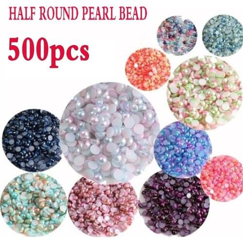 4mm DIY Half Round Pearl Bead Flat Back Multicolor Beads Scrapbook for Craft Pick Nail Art Decor 500Pcs for nail art,decorations