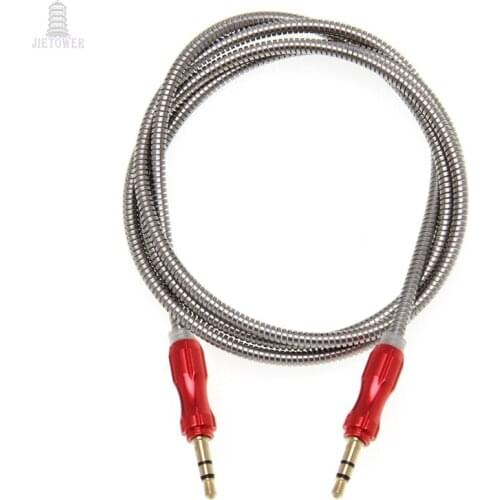 500pcs Aux Cable Speaker Wire 3.5mm Jack sliver ring matel Audio Cable For Car Headphone Adapter Jack 3.5 For MP3 MP4 wholesale