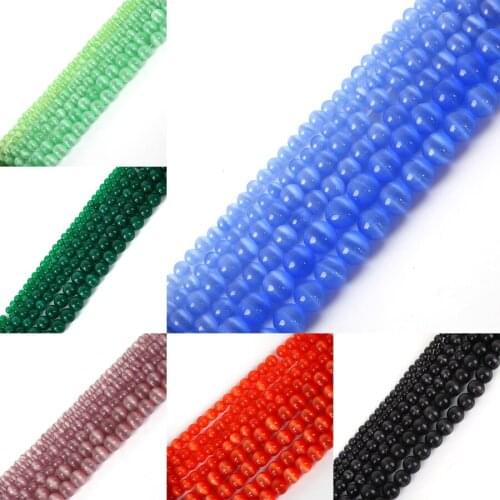 5AAA+ Quality 4/6/8MM Round String Opal Natural Cat Eye Beads Loose Spacer Beads for Making Jewelry DIY Free Shipping