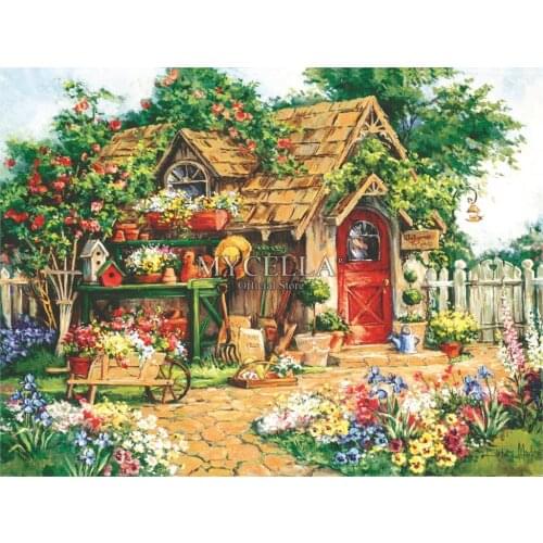 5d Diy Diamond Painting Gardeners Haven Cross Stitch Diamond Embroidery Art Flowers Summer Full Mosaic Home Decor Wall Stickers