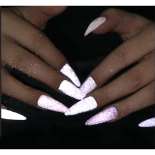 8 Colors Nail Art Disco Bundy Glitters Powder For Nails Reflective Pigment White/Silver/Pink..Manicure/DIY Nail Art Decorations