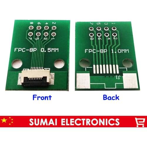 8 pin 0.5mm FPC/FFC PCB connector socket adapter board,8 P flat cable one-sided socket