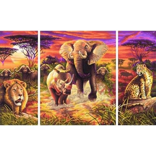 Diamond Embroidery 5D DIY Diamond Painting Forest Animal World 3PCS Diamond Painting Cross Stitch Rhinestone Mosaic