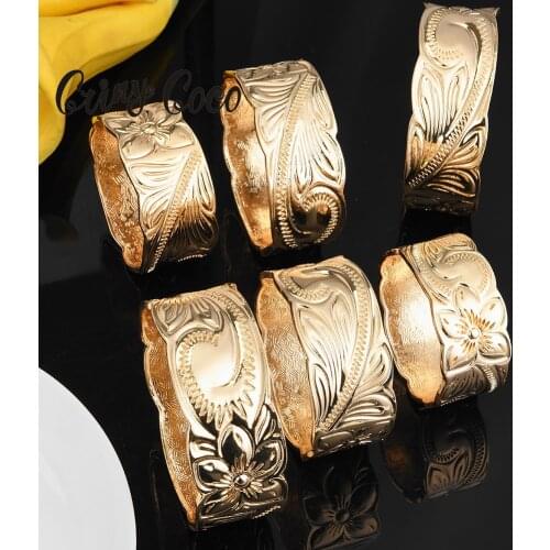 Cring Coco Hibiscus Flowers Bangle Hawaiian 18k Designer Different Size Bracelet Fashion Jewelry Gold Bangles for Women Mother