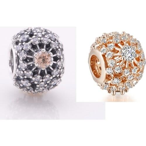 DIY Beads Shinning Snow Charm Fits Original Silver Bracelets For Woman Sterling Silver Jewelry Beads For Jewelry Making