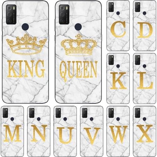 Phone case For Alcatel 3L 1L 1S 5X 1V Plus 5007 2021 White Marble Golden English Letter Fashion Name Back Cover Fundas