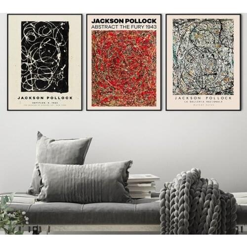 Jackson Pollock Abstract Painting Exhibition Posters and Prints Modern Gallery Wall Art Canvas Pictures Living Room Home Decor