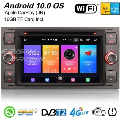 Erisin 2766 Android 10.0 Car Stereo DAB+ GPS WiFi CarPlay OBD2 BT DVR Navi For Ford Focus C/S-Max Transit Fiest Fusion Kuga 3-UI