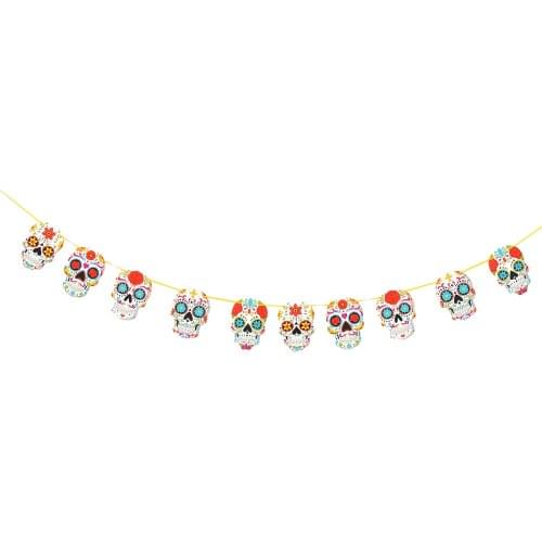 1Pc Day of the Dead Bunting Hanging Flag Party Bunting Printing Flag Pendant