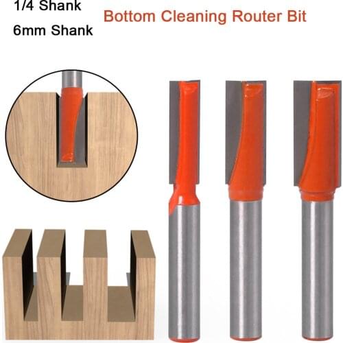 Cleaning Bottom Router Bit 6mm shank 1/4" 3/8" Engraving Bit Solid Carbide Woodworking Tools CNC Milling Cutter Endmill for Wood