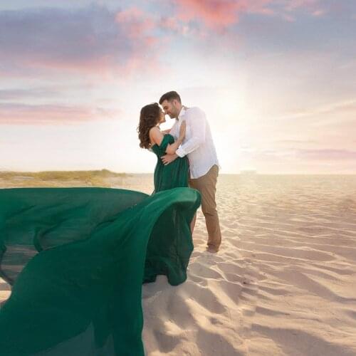 Off Shoulder Maternity Dress Lace Chiffon Long Tail Pregnancy Photography Photo Shoot Baby Shower Prop Pregnant Women Maxi Gown