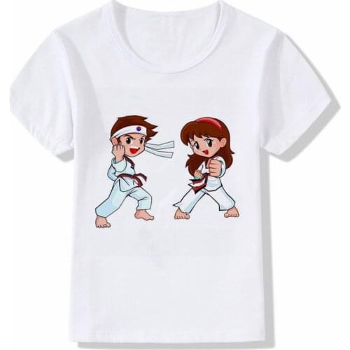 Summer Boys And Girls T-shirts Whirlwind Taekwondo Kids Clothing New Childrens Tops Aesthetic Design Fun 0 Collar Boys T Shirt