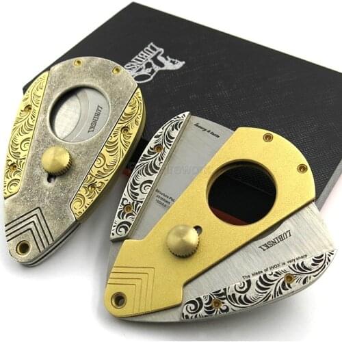 LUBINSKI Vintage Pattern Super Sharp Cigar Cutter Delicate Stainless Steel Cigar Scissors Tobacco Cutting With Gift Box