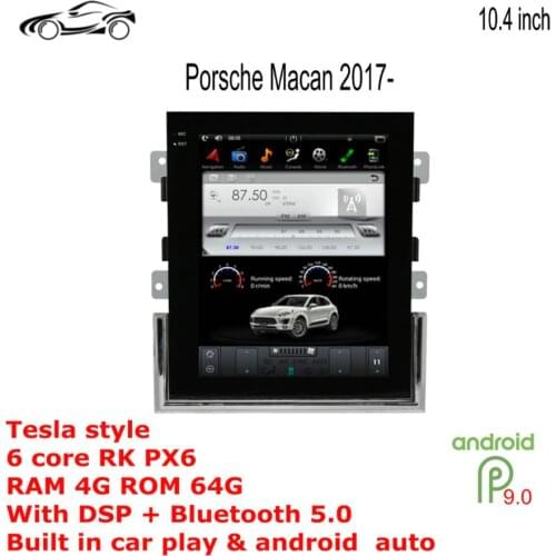 Macan GPS ANDROID CAR GPS FOR Porsche Vertical screen GPS Tesla Style 10.4 ANDROID 9 RAM 4G ROM 64G Car Multimedia NAVIGATION
