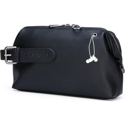 European fashion large capacity PU Leather mens Mobile phone bag casual day clutch bag versatile bag business bag handbag