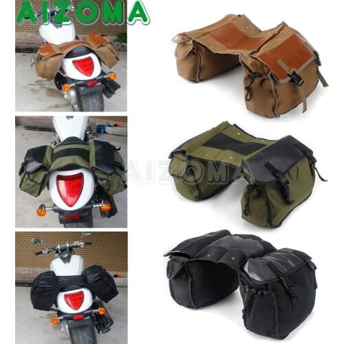 35-40L Motorcycle Side Bag Universal Touring Motorcycle Canvas Leather Bag Knight Saddlebag Pockets Panniers Box Side Tool Bag