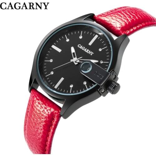 Men Wrist Watches CAGARNY Big Numbers Style Casual Analog Quartz Leather Strap Sport Clock 6873-2