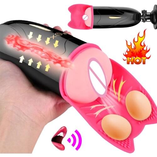 Automatic Sucking Masturbation Cup Heating Real Vagina Massage Voice Interaction Male Masturbator Vibrator Sex Toys for Men