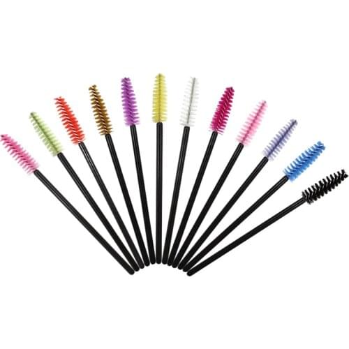 100 Pcs Disposable nylon Eyelash brush Black rod Eye Lash Makeup comb Microbrush brushes Eyelash Extension Makeup tools