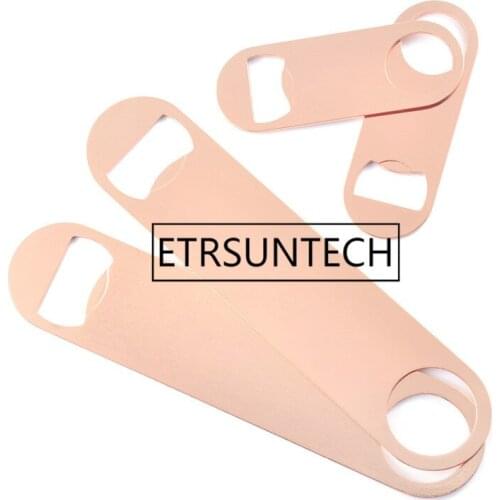 50Pcs/Lot Rose Gold Stainless Steel Flat Speed Bottle Cap Opener Remover Bar Blade Home Hotel Professional Beer Bottle Opener