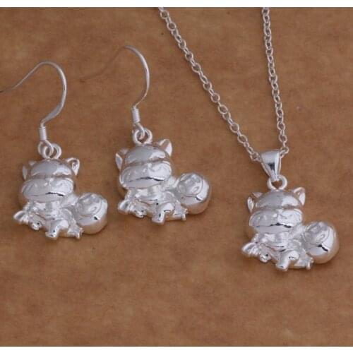 Silver plated Jewelry Sets Earring 054 + Necklace 033 /alaajcha djyambfa AS024