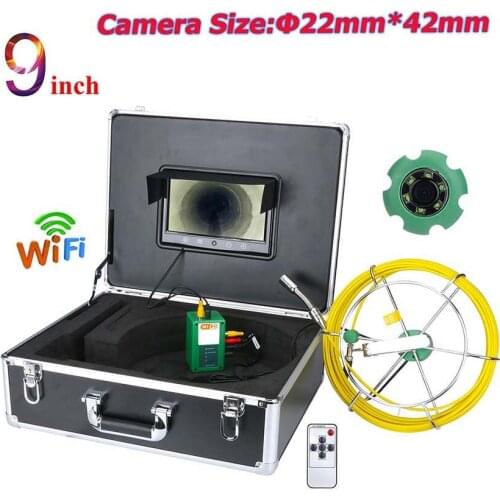 9" Wireless WiFi 22MM Pipe Inspection Video Camera 20M/30M/40M/50M Drain Sewer Pipeline Industrial Endoscope support Android/IOS