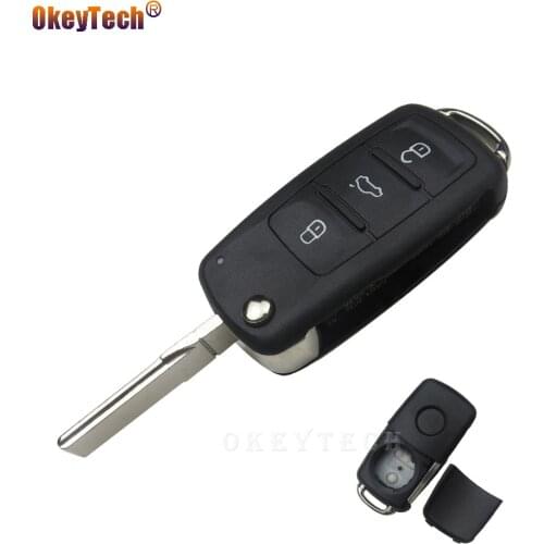 OkeyTech Remote Switchblade flip Key Fob Replacement Shell for VW or Seat for Skoda Polo Passat b5 Tiguan Golf VOLKSWAGE car key