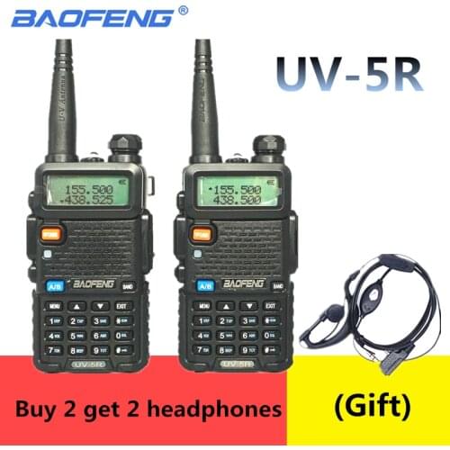 2PCS BaoFeng UV 5R Walkie Talkie 5w CB Ham Radio hf fm Transceiver 128CH VHF&UHF Handheld Radio Station For Hunting 10km UV-5R