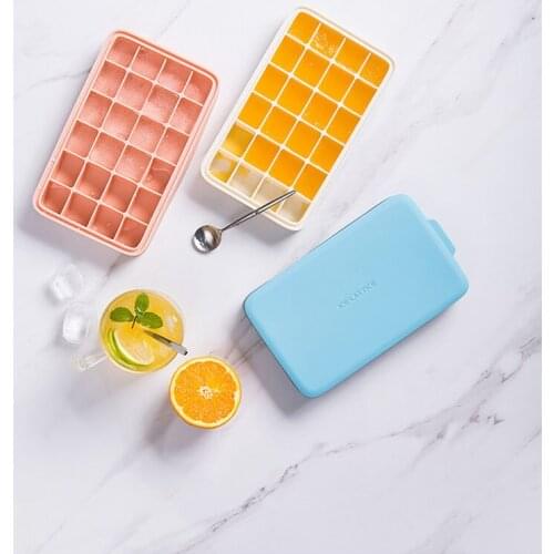 Silicone Ice Cube Cake Mold With Lid 24 Grids Nordic Style Fresh Fruit Large Ice Tray Moulds For Whiskey Cocktail Cold Drink Bar