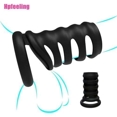 Silicone Penis Ring Chastity Cage Delayed Ejaculation Enlargement Dick Extend Time Wearable Cock Ring Erotic Sex Toys for Men