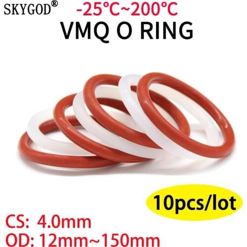 10pcs Red VMQ Silicone Ring Gasket CS 4mm OD 15 ~ 80mm Silicon O Ring Gasket Food Grade Rubber o-ring vmq assortment hvac tools