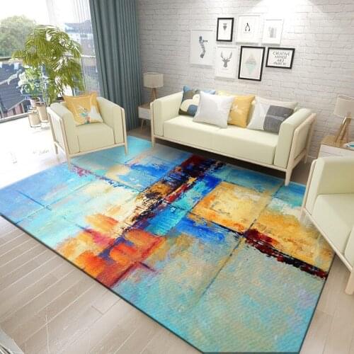Modern Oil Painting Style Area Rugs for Bedroom Living Room Carpet with Non Slip and Crystal Velvet Soft Design Mat Home Decor