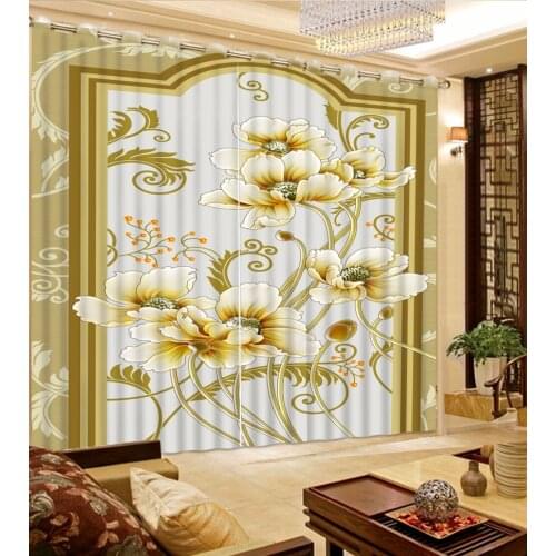 Modern Romantic Curtains Blackout Window Bedroom Living Room HD lifelike Flower Design 3D Curtains For Window