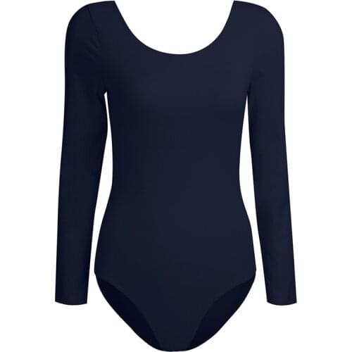 TiaoBug Women Long Sleeve Built In Shelf Bra Professional Ballerina Ballet Dance Leotard Adult Gymnastics Leotard Sport Bodysuit