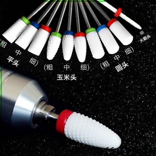 High Quality 10 Pieces Flame Cuspidal Nail Art Drill Bit Polish Tool Ceramic Mounted Grinding Stone Head Electric Manicure Cutte