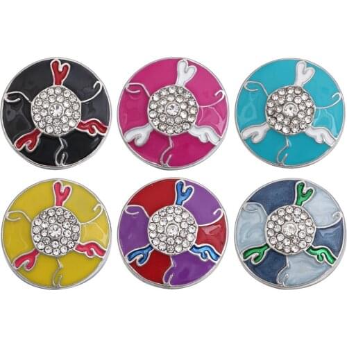 5pcs/lot New Snap Jewelry Bracelets Round Metal Rhinestone Eye 18mm Snap Buttons Fit Snap Bracelet Buttons Jewelry
