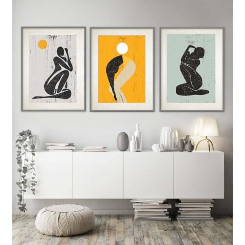 Female Figure of A Dancing Woman Wall Art Picture Canvas Poster Nursery Print Minimalist Painting Decor No Frame
