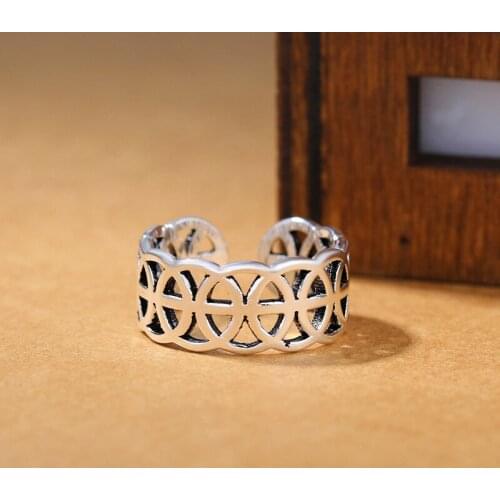 DreamySky Real Silver Color Round Hollow Rings For Women Open Size Wedding Ring Beautiful Jewelry Drop Shipping