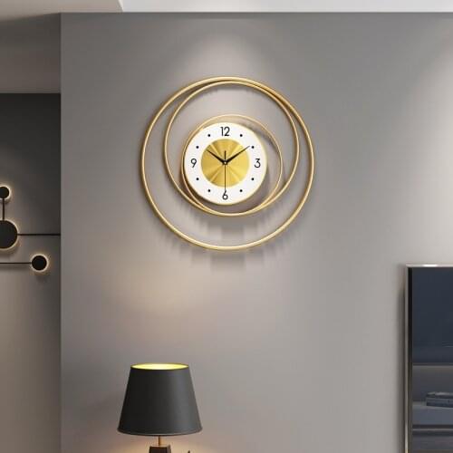 Gold Large Modern Wall Clocks Living Room Simple Nordic Light Luxury Creative Silent Wall Watches Living Room Decorative W6C