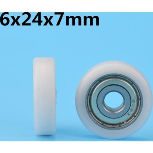 1Pcs 6x24x7 mm Nylon Plastic Wheel With Bearings Flat miniature pulley POM Hard bearing Drawer Door Window