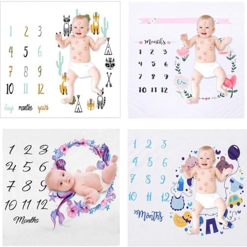 Newborn Baby Milestone Blanket Infant Photography Blanket Background Calendar Blanket Stroller Cover Bedding Sleep Swaddling