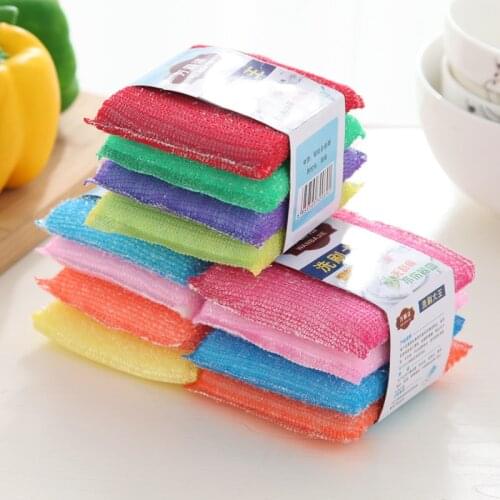 4pcs/set Household Sponge Kitchen Cleaning Brush Microfiber Scrub Sponges For Dishwashing Kitchen Accessories Scouring Pad