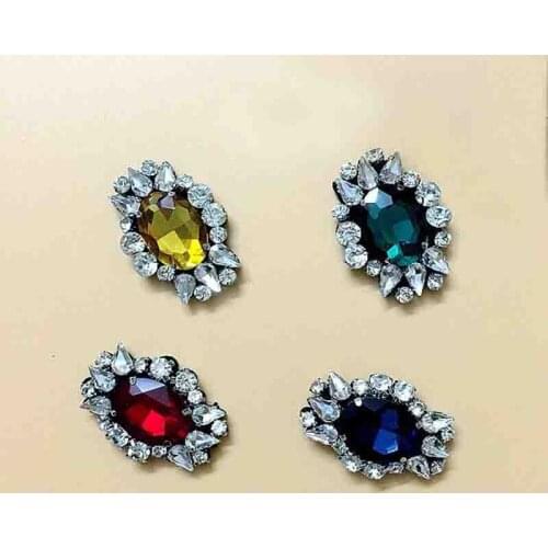 4Pcs/Lot Stickers for Clothes Beaded Crystal Horse Eye Rhinestones Sew On Clothes Applique Embroidery Flower Stone Sewing Patch