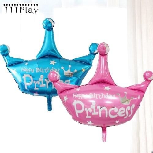 1pc Mini Princess Crown Foil Balloons Pink Blue Ballons Birthday Party Wedding Decorations Childrens Birthday Balloons Supplies